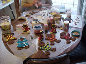 In the background, you'll notice that we're redoing the camels to be more decorative. Our inspiration came from My Bible Friends . Also note the pretzel crosses drying. We wanted to have a bit of foreshadowing in our nativity scene.