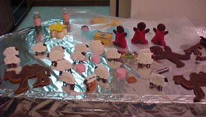 Here's a lot of sheep! Notice that the other characters aren't finished yet.
