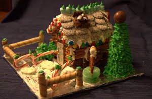Shaya's house with so many creative yard pieces. This was Meleta, Kaitlyn, and Shaya's 6th year of gingerbread house decorating. They are pros and super creative! (See 2010 if you don't believe me!)