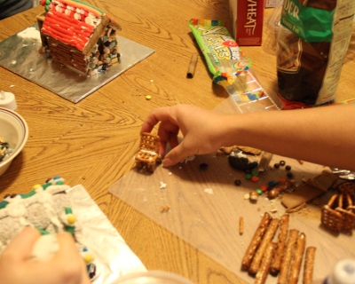 Julie building pretzel chairs.